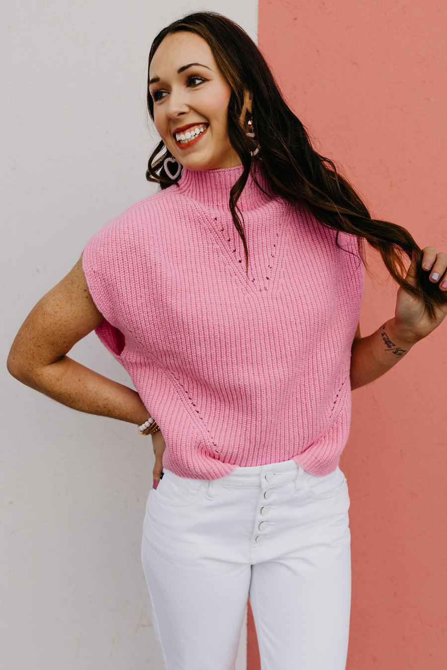 The Aliya Mock Neck Sleeveless Sweater