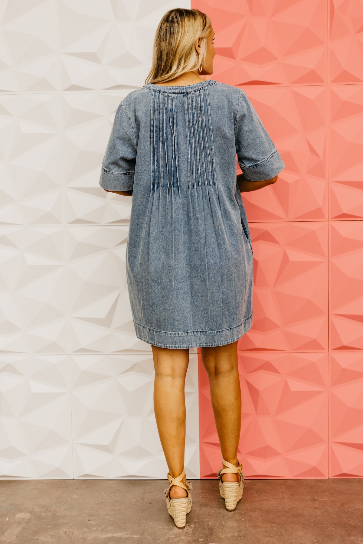 The Cesar Pintuck Denim Mini Dress