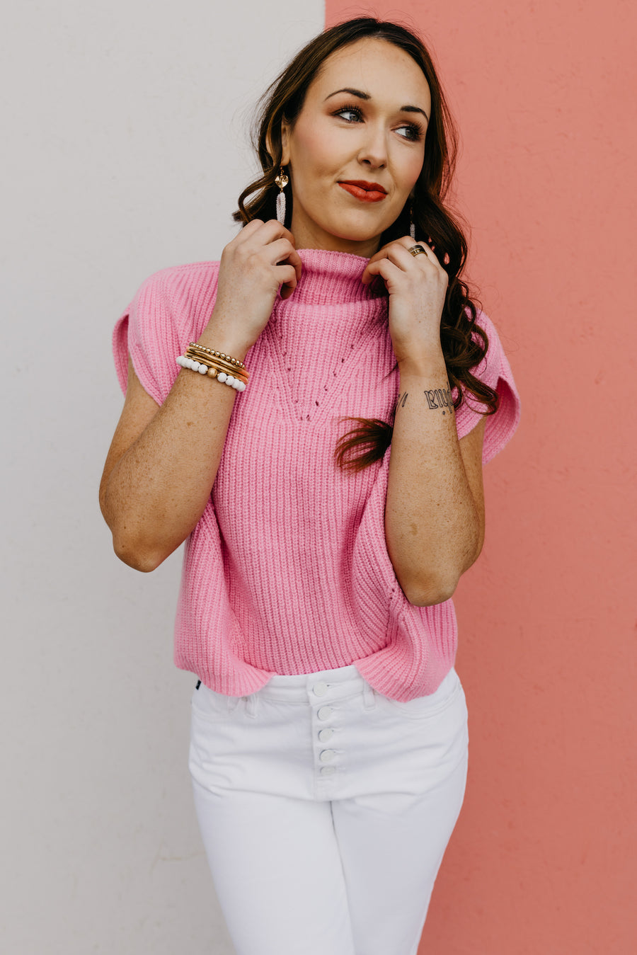 The Aliya Mock Neck Sleeveless Sweater