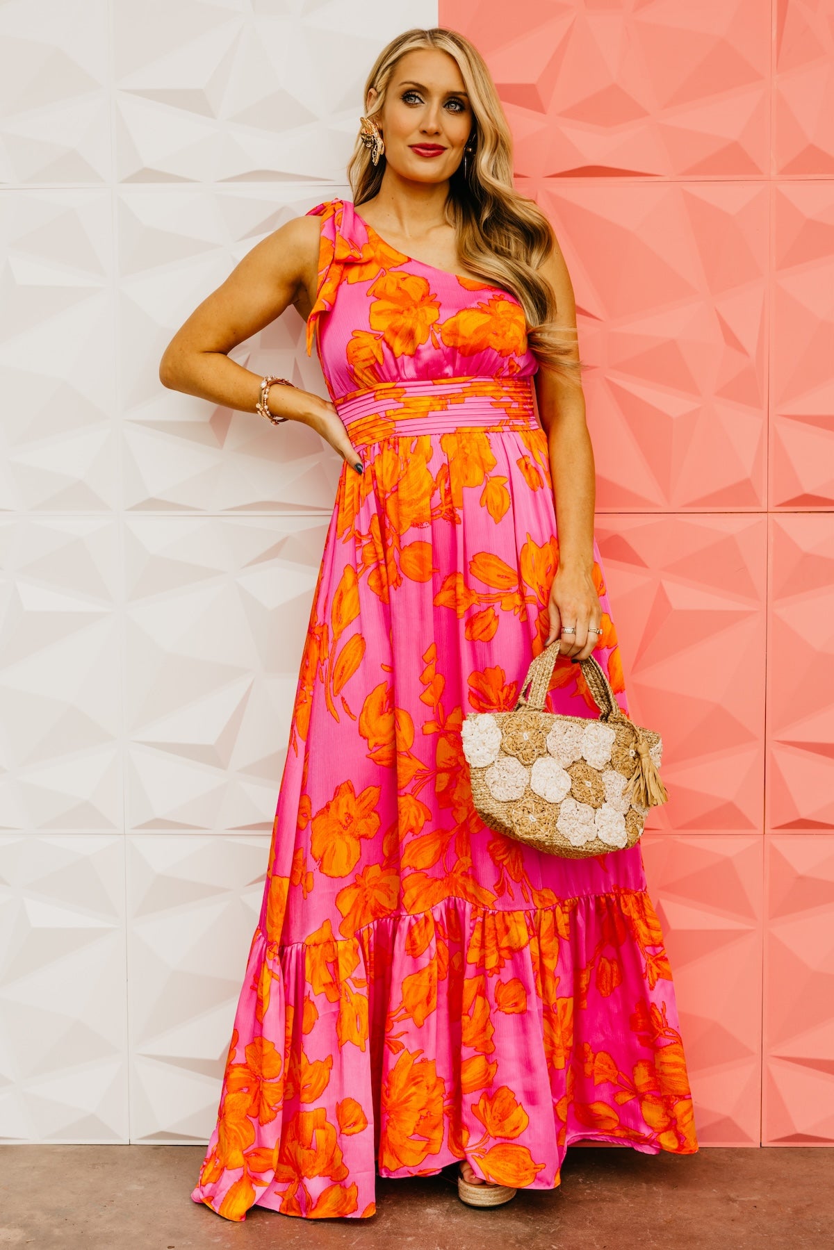 The Hayzel Floral One-Shoulder Maxi Dress