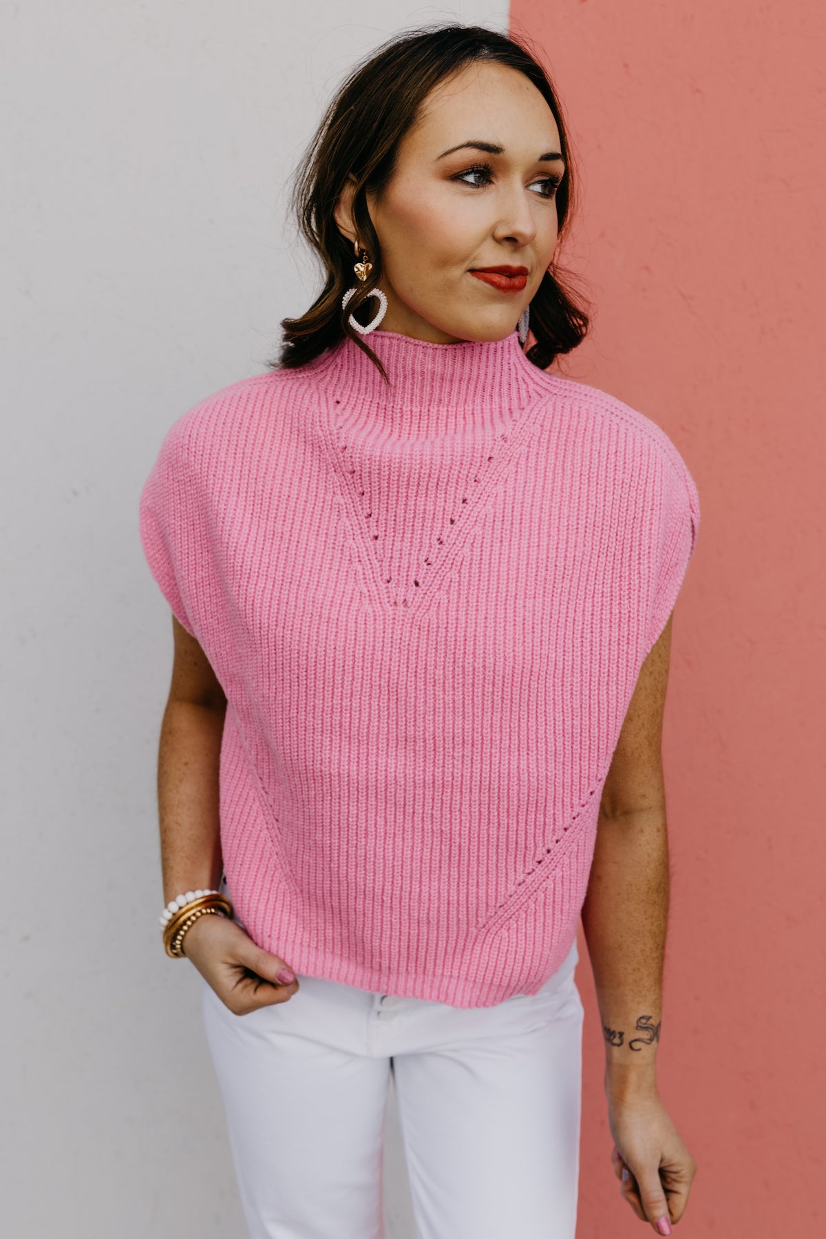 The Aliya Mock Neck Sleeveless Sweater