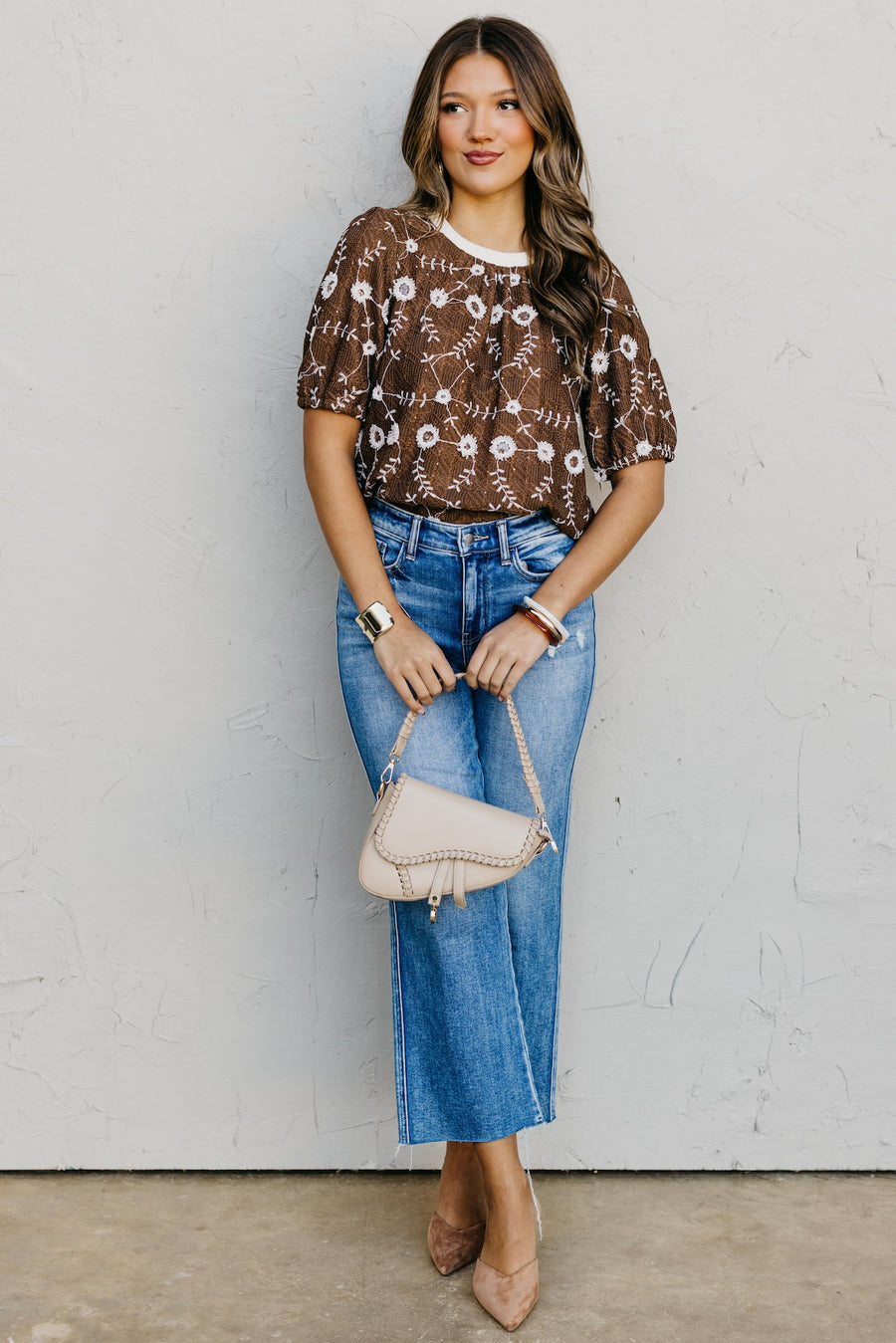 The Gemma Sequin Embroidered Floral Top