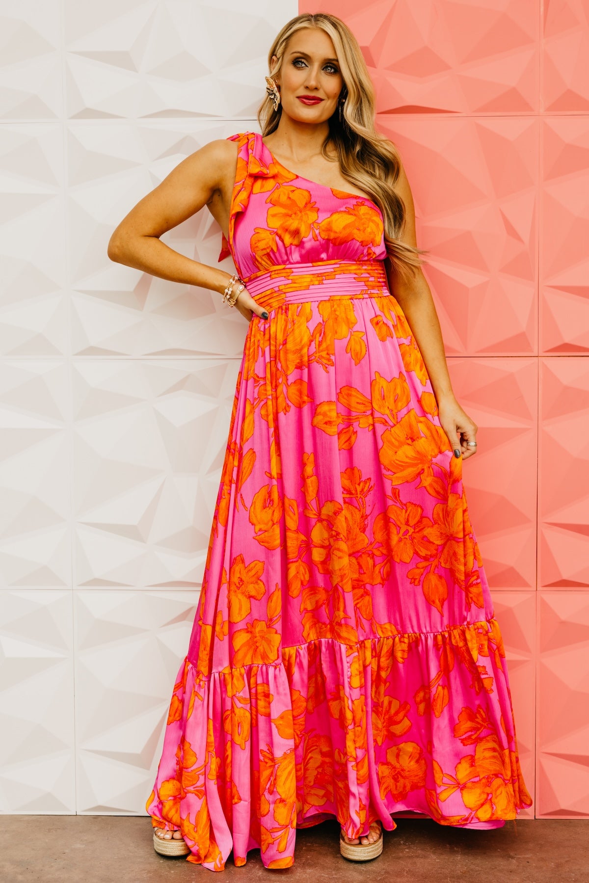 The Hayzel Floral One-Shoulder Maxi Dress