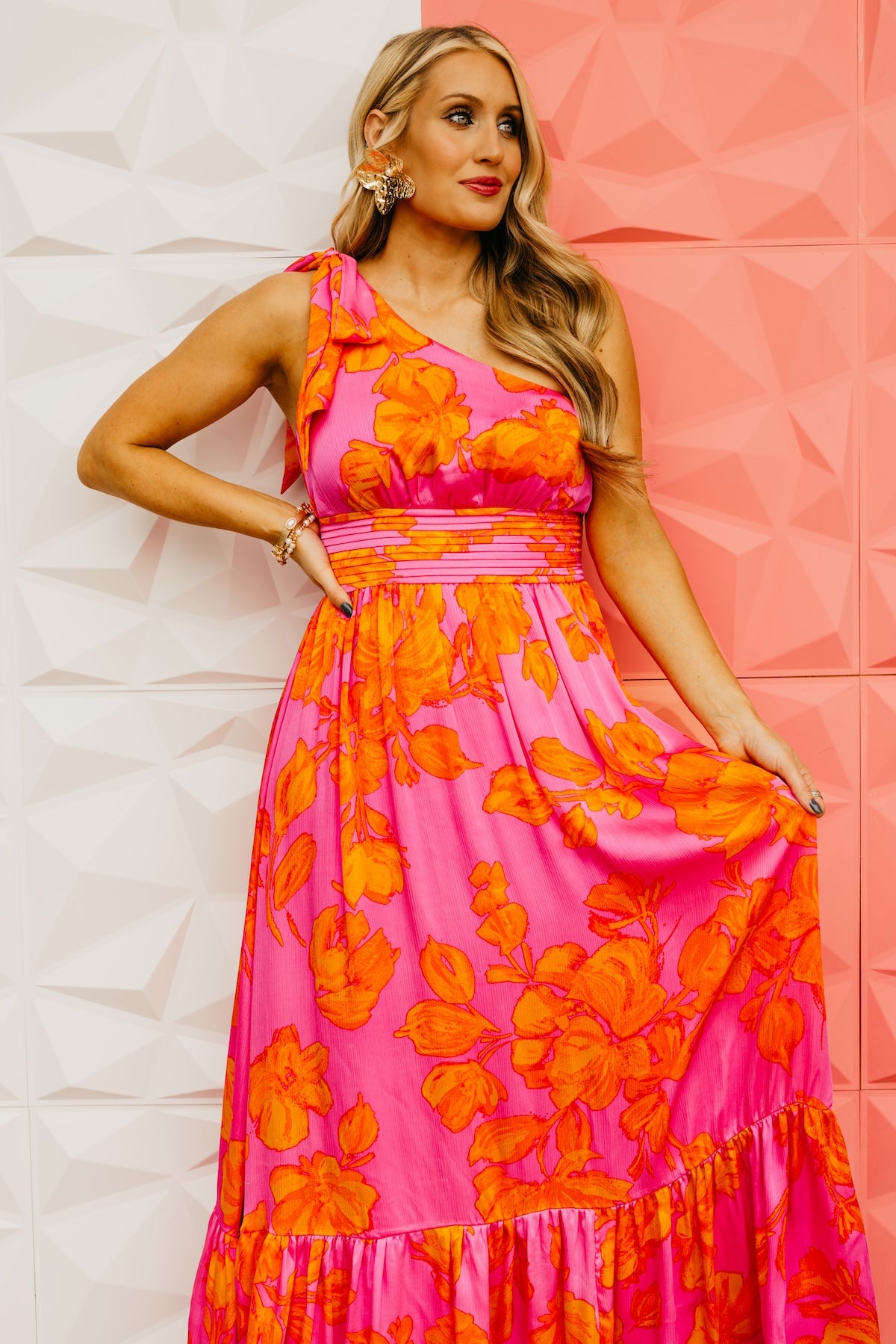 The Hayzel Floral One-Shoulder Maxi Dress