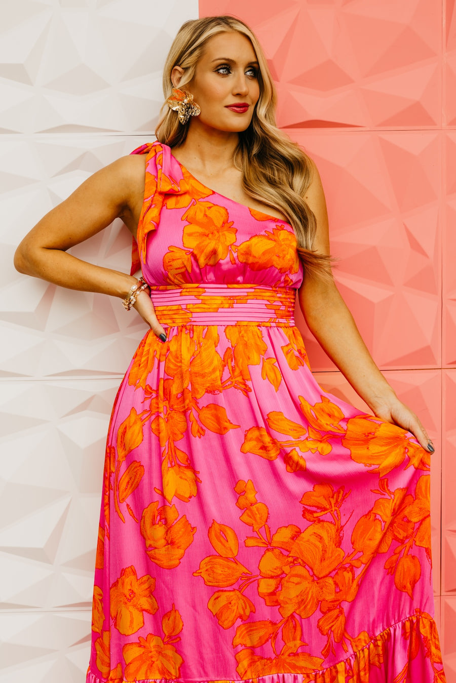 The Hayzel Floral One-Shoulder Maxi Dress