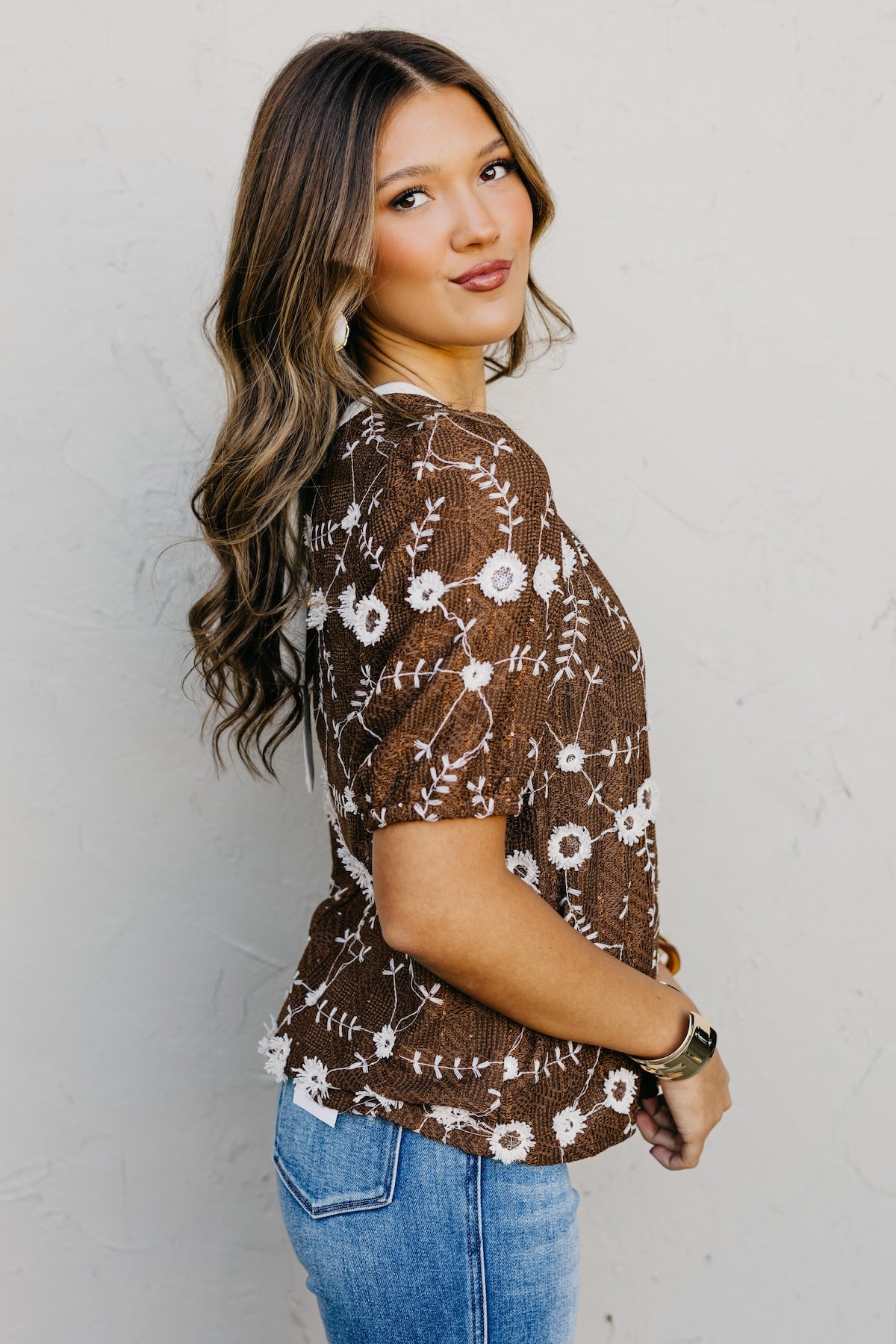The Gemma Sequin Embroidered Floral Top