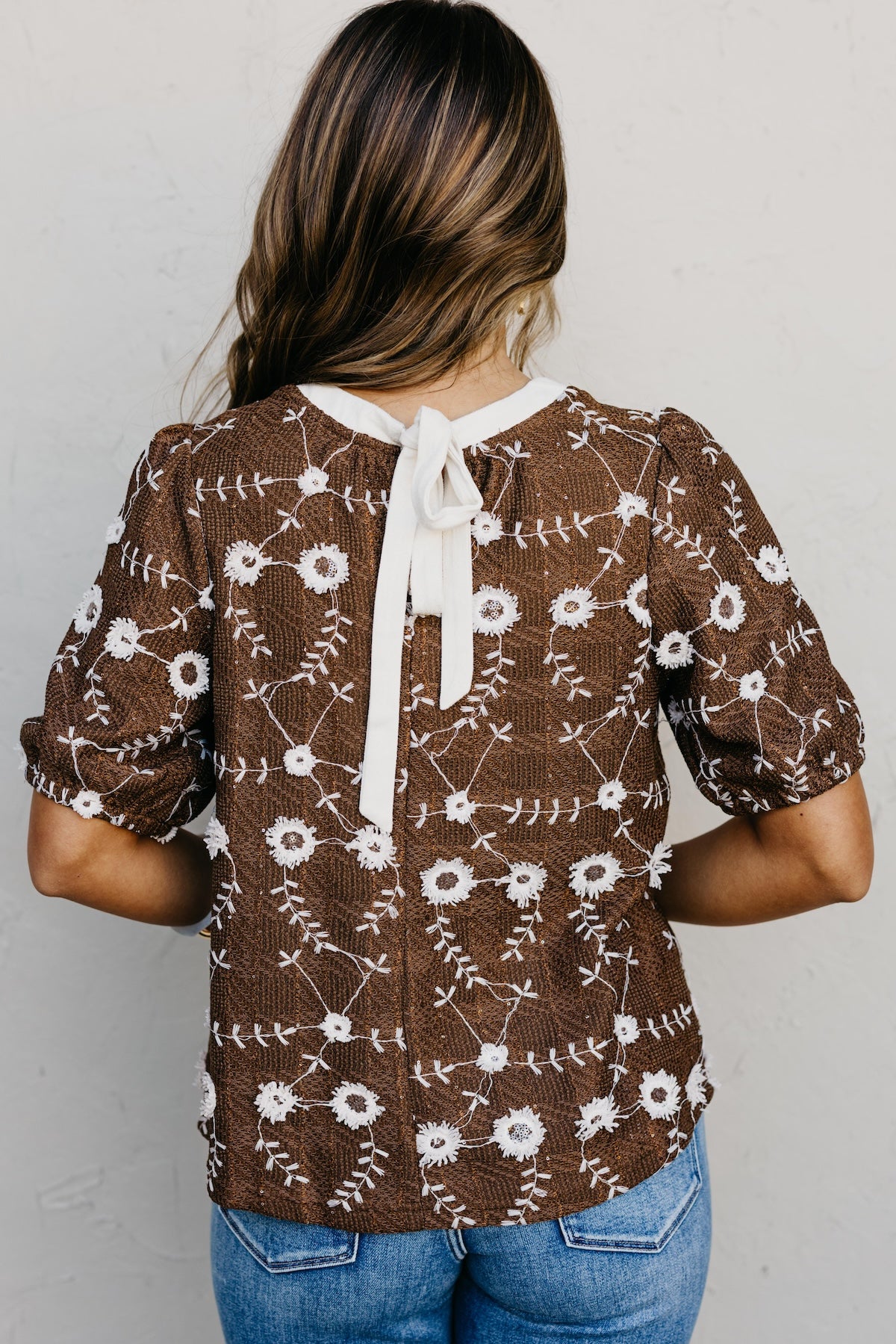The Gemma Sequin Embroidered Floral Top