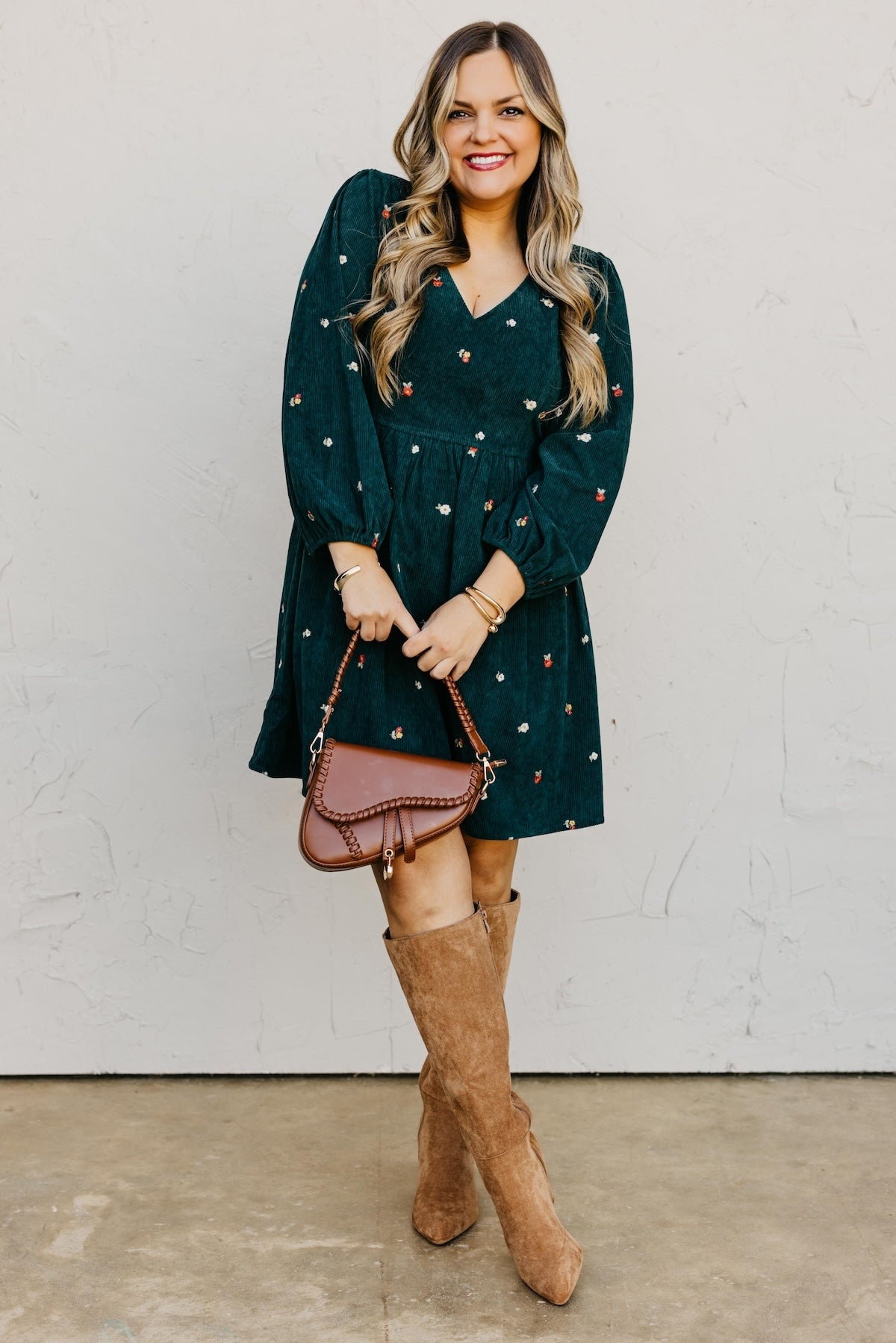 The Nalani Embroidered Corduroy Mini Dress