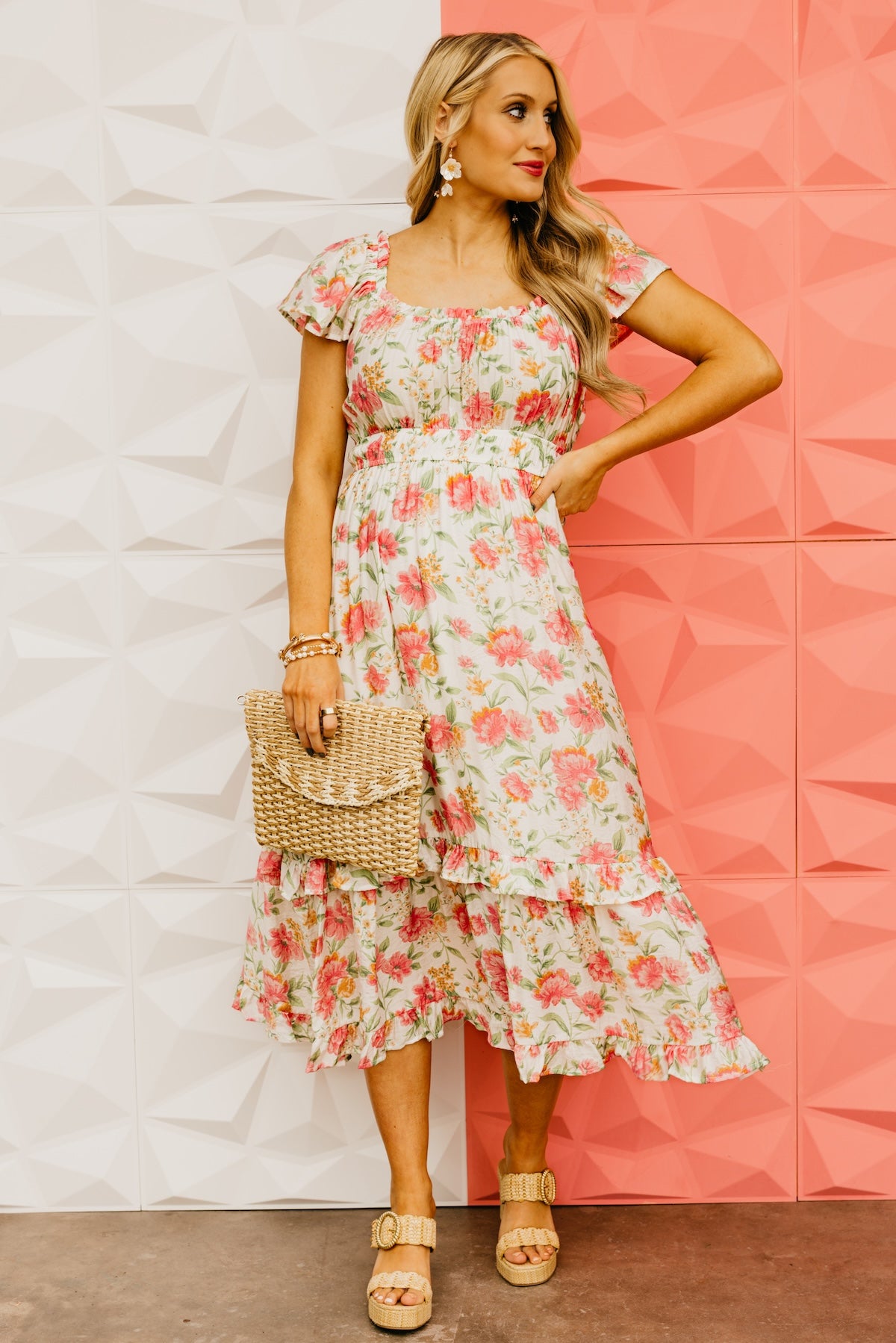The Aidan Floral Ruffle Midi Dress