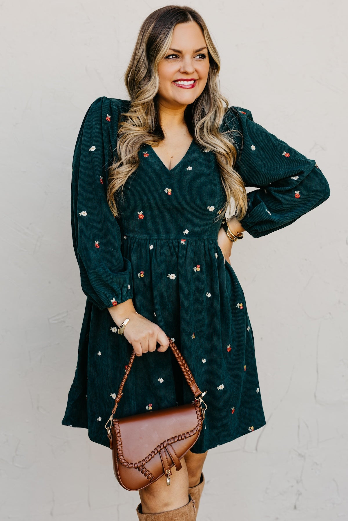 The Nalani Embroidered Corduroy Mini Dress