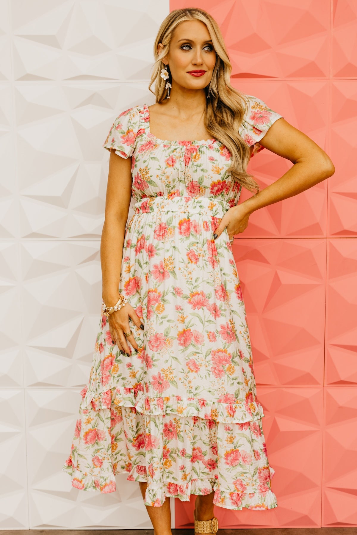 The Aidan Floral Ruffle Midi Dress