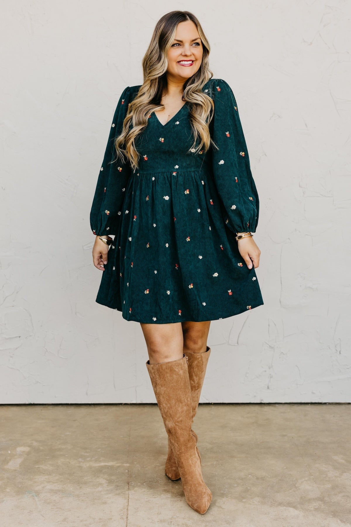 The Nalani Embroidered Corduroy Mini Dress