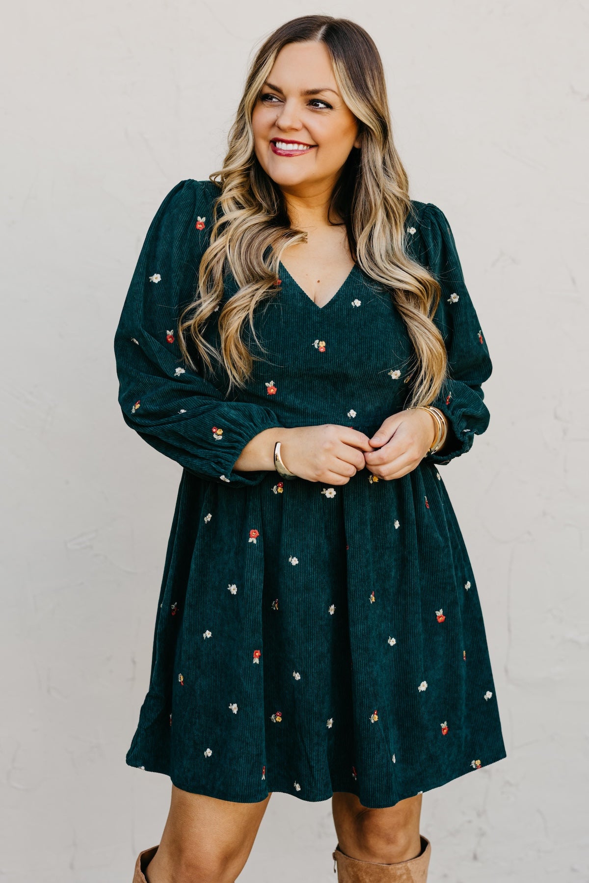The Nalani Embroidered Corduroy Mini Dress