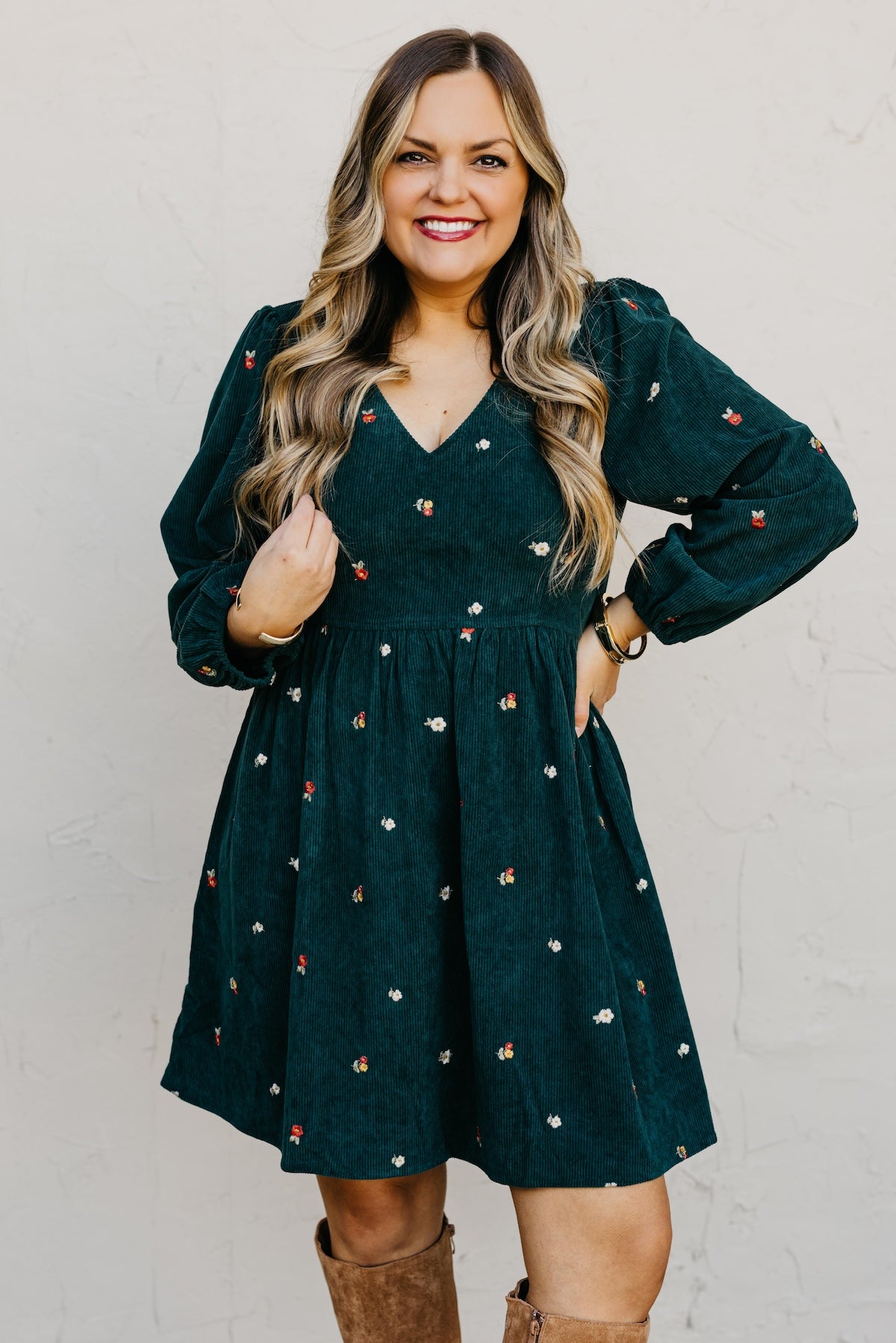 The Nalani Embroidered Corduroy Mini Dress