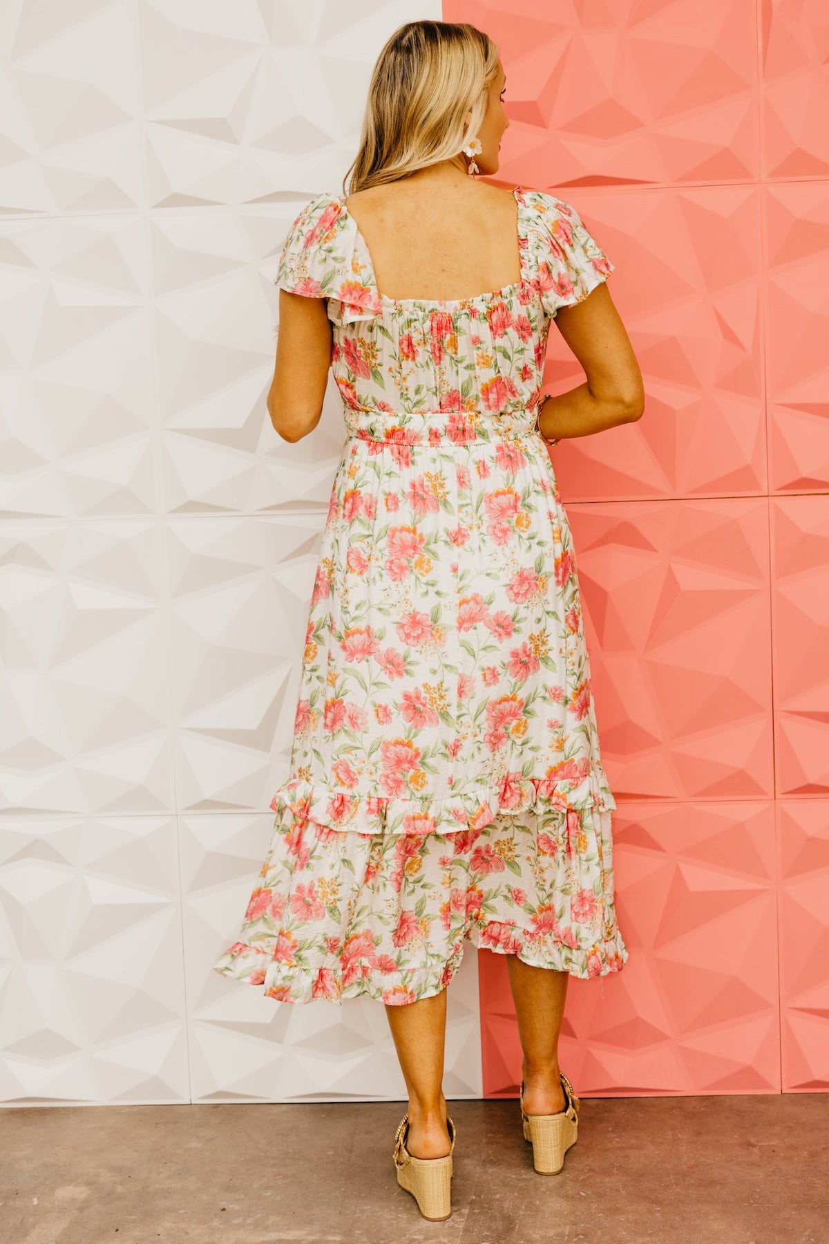 The Aidan Floral Ruffle Midi Dress