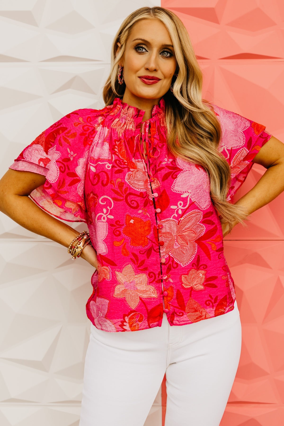 The Kaia Flutter Sleeve Floral Top