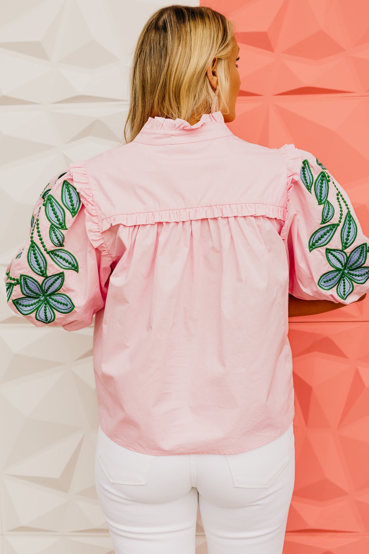 The Keira Puff Sleeve Embroidered Top