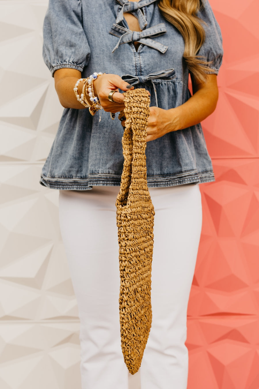 The Aidyn Straw Shoulder Tote Bag