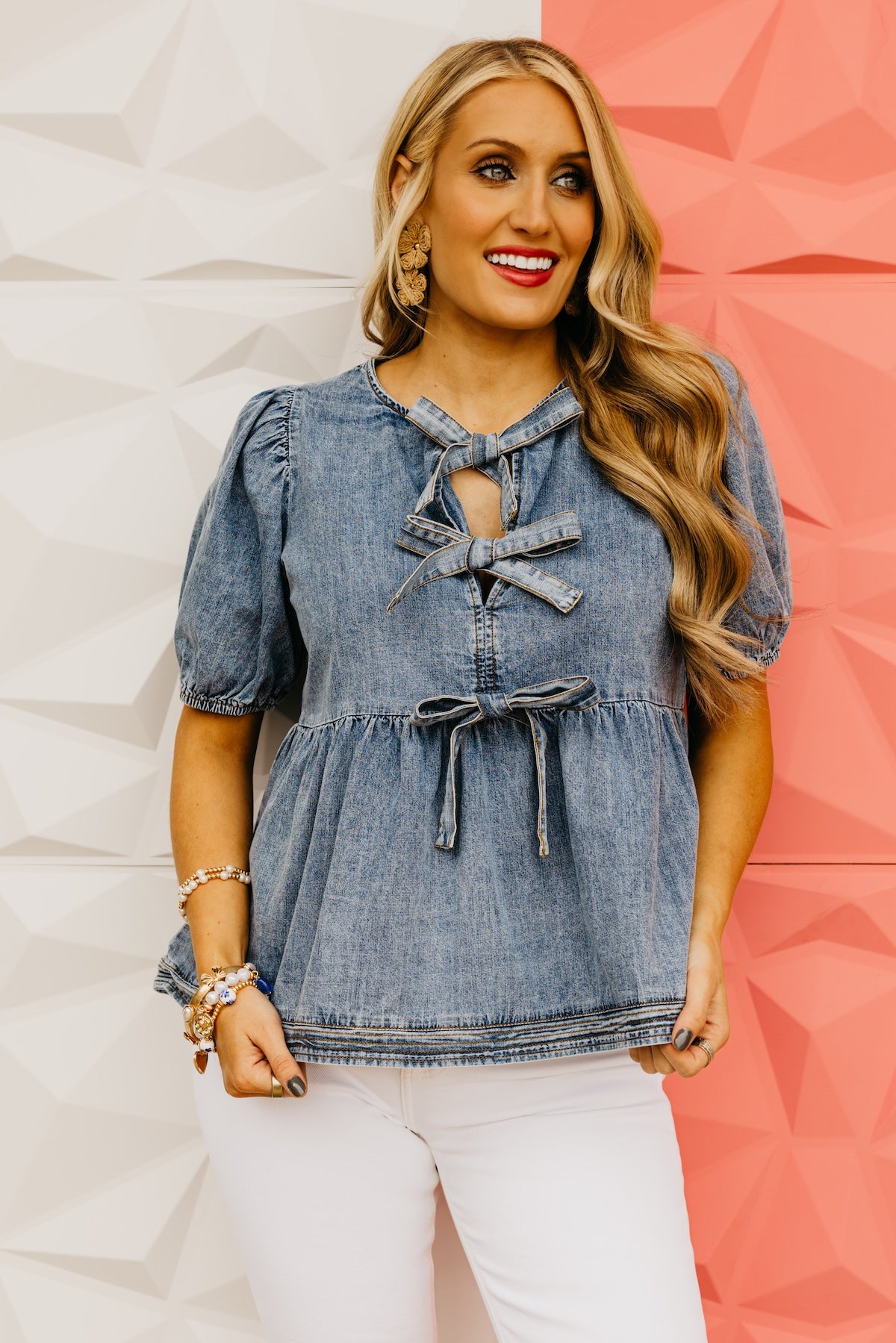 The Walker Puff Sleeve Bow Top