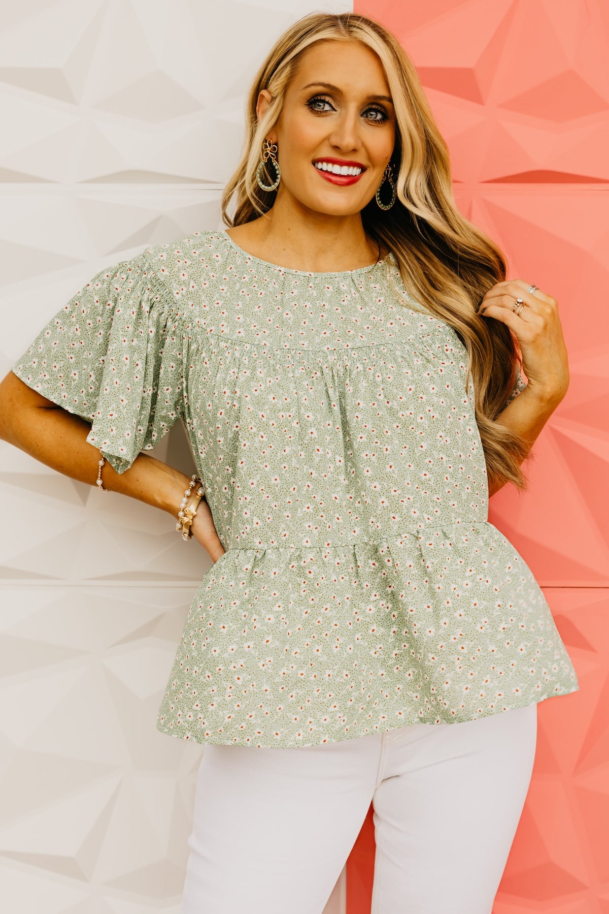 The Donovan Ditsy Floral Tiered Blouse