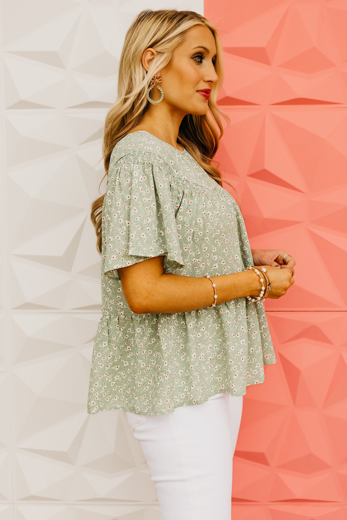 The Donovan Ditsy Floral Tiered Blouse