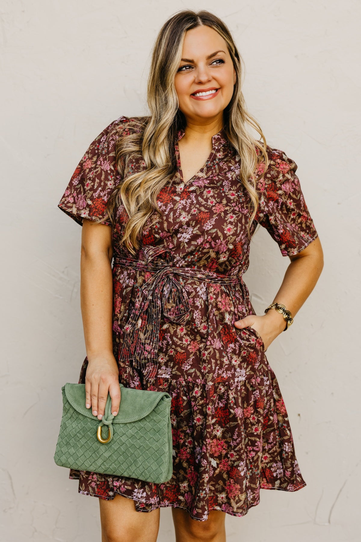The Keaton Floral Tie Waist Mini Dress