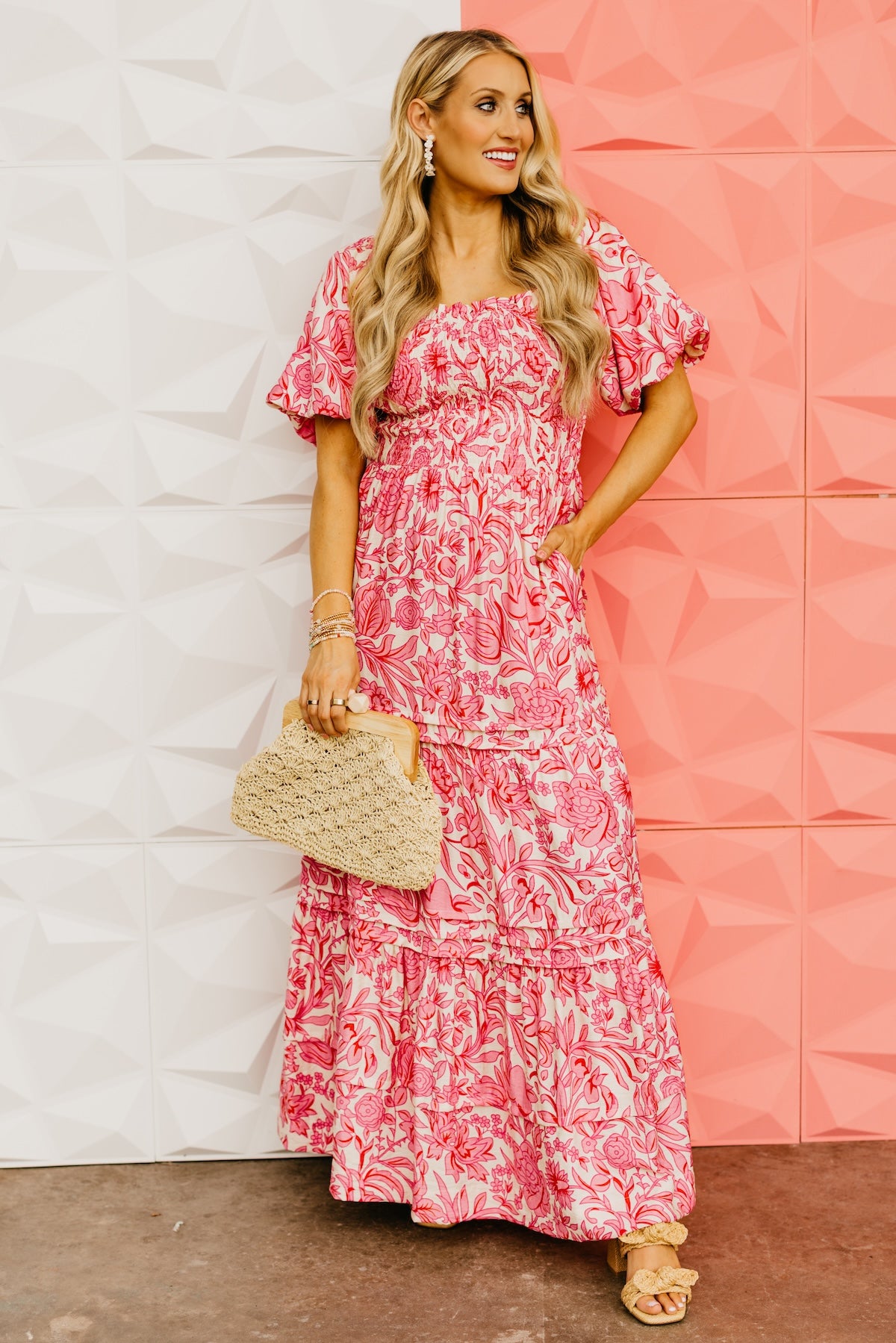 The Veronica Puff Sleeve Floral Maxi Dress