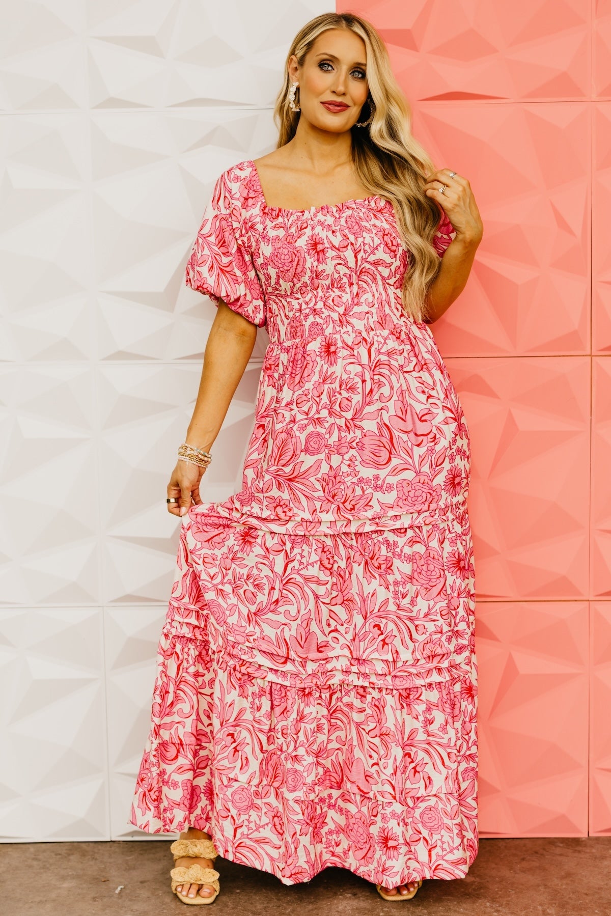 The Veronica Puff Sleeve Floral Maxi Dress