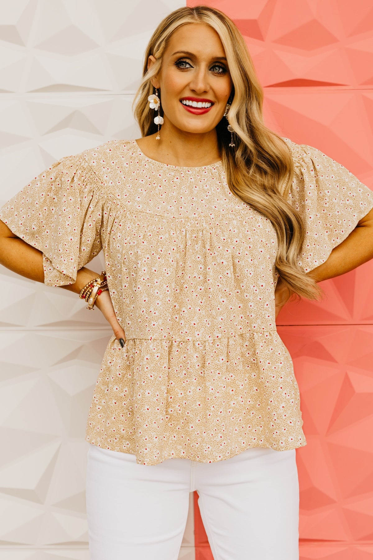 The Donovan Ditsy Floral Tiered Blouse