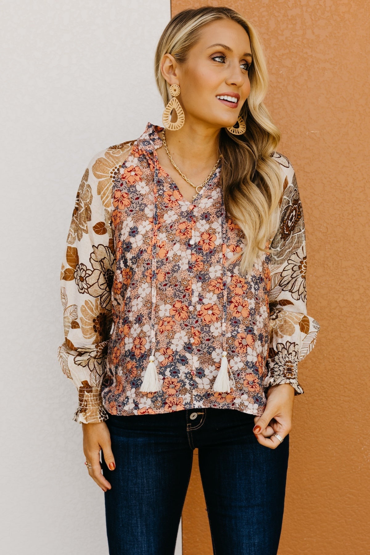 The Aurielia Mix Print Peasant Blouse