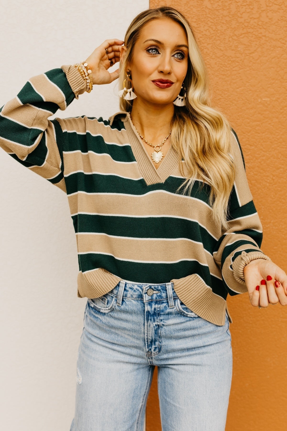 The Koa Striped Polo Sweater
