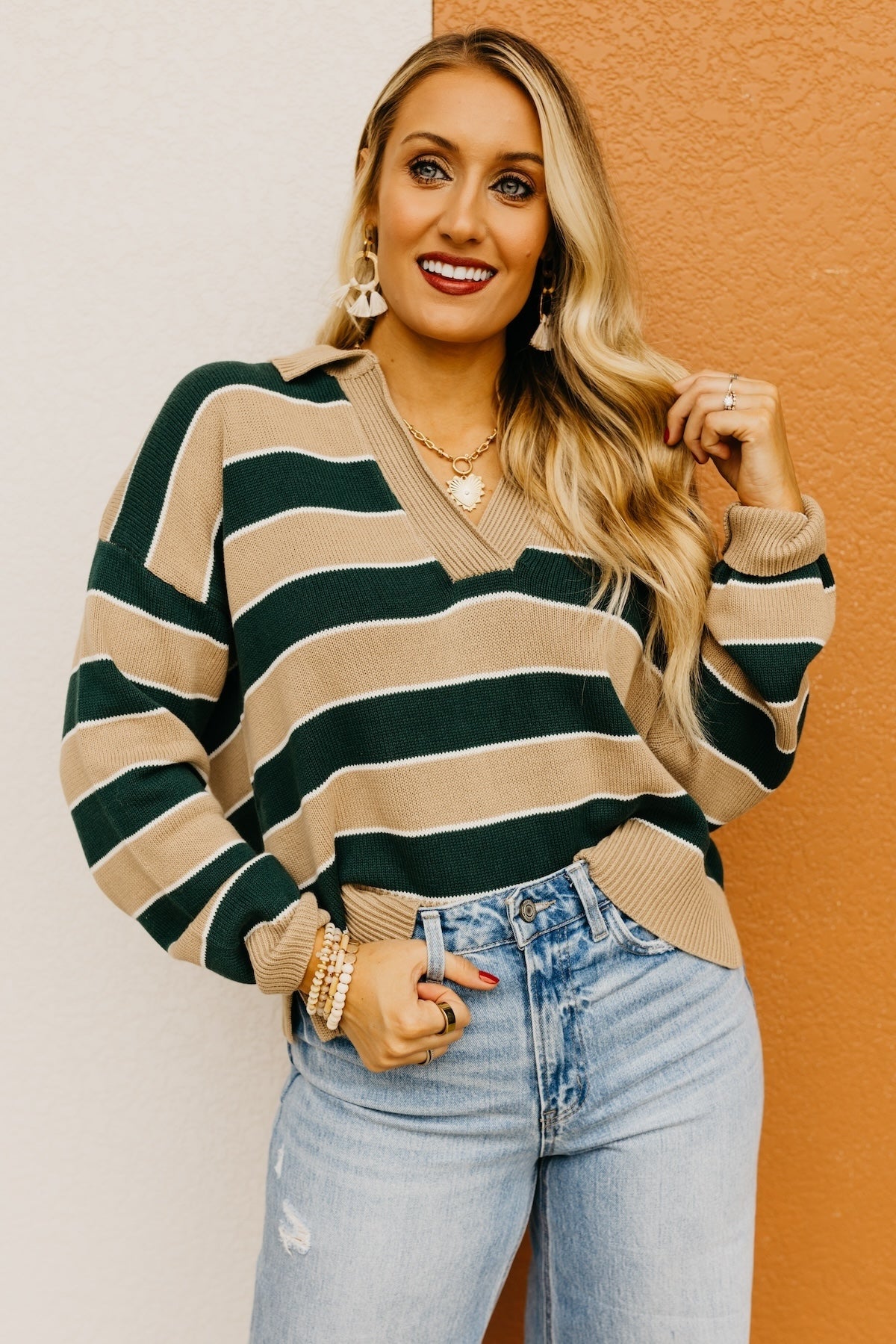 The Koa Striped Polo Sweater