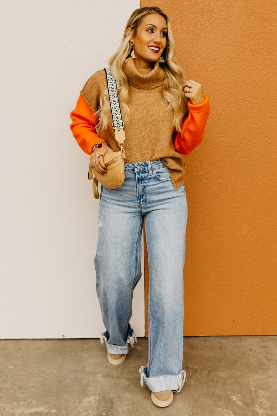 The Adilynn Color Block Cowlneck Sweater
