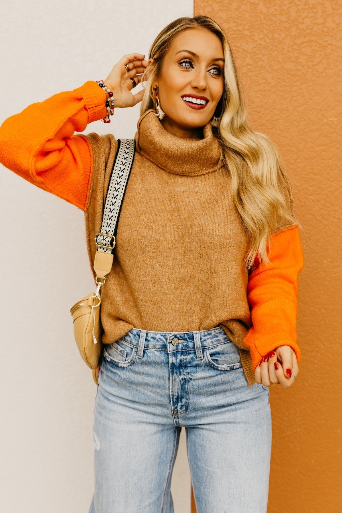 The Adilynn Color Block Cowlneck Sweater