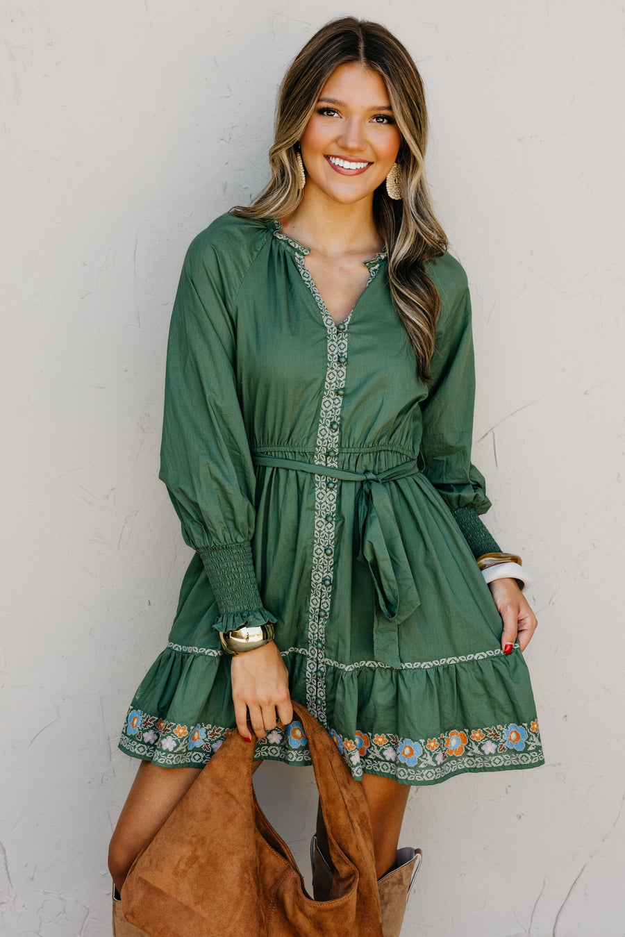 The Rema Embroidered Mini Dress