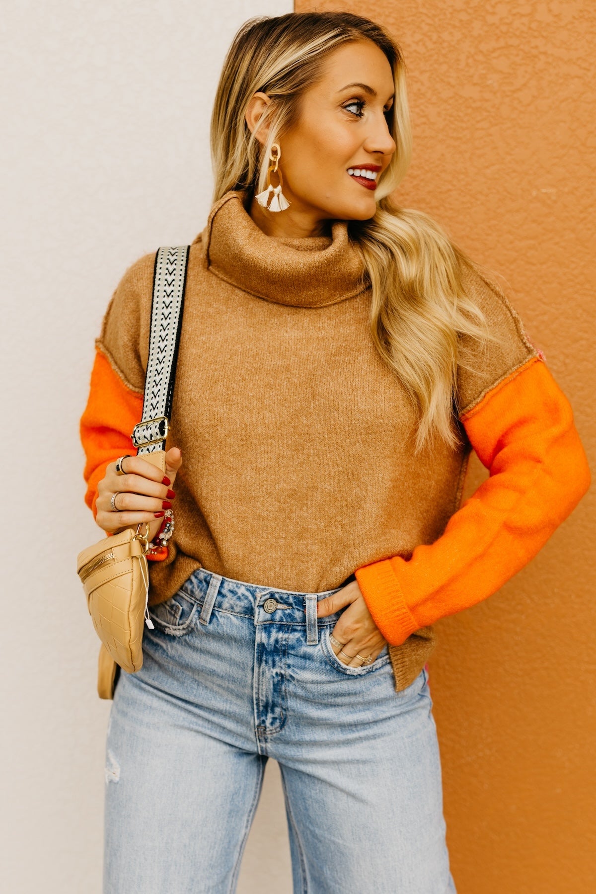 The Adilynn Color Block Cowlneck Sweater