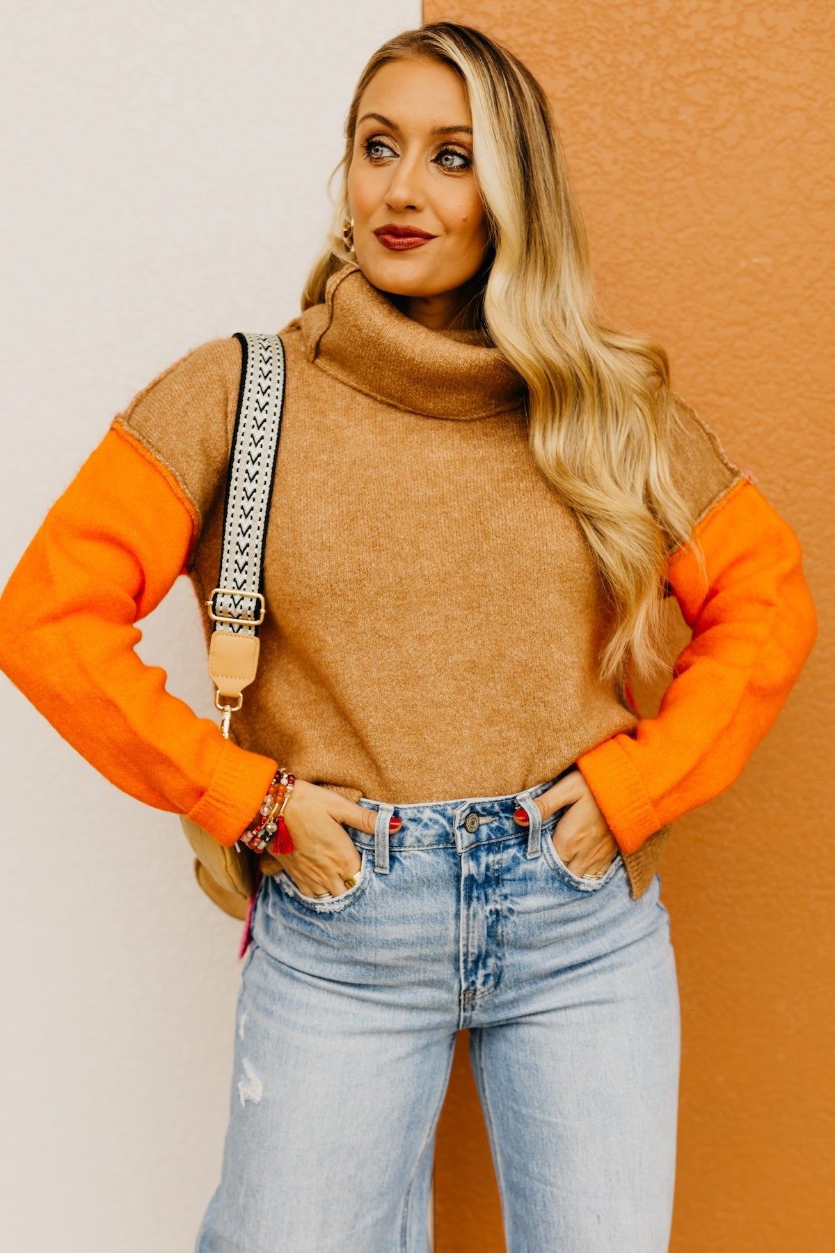 The Adilynn Color Block Cowlneck Sweater