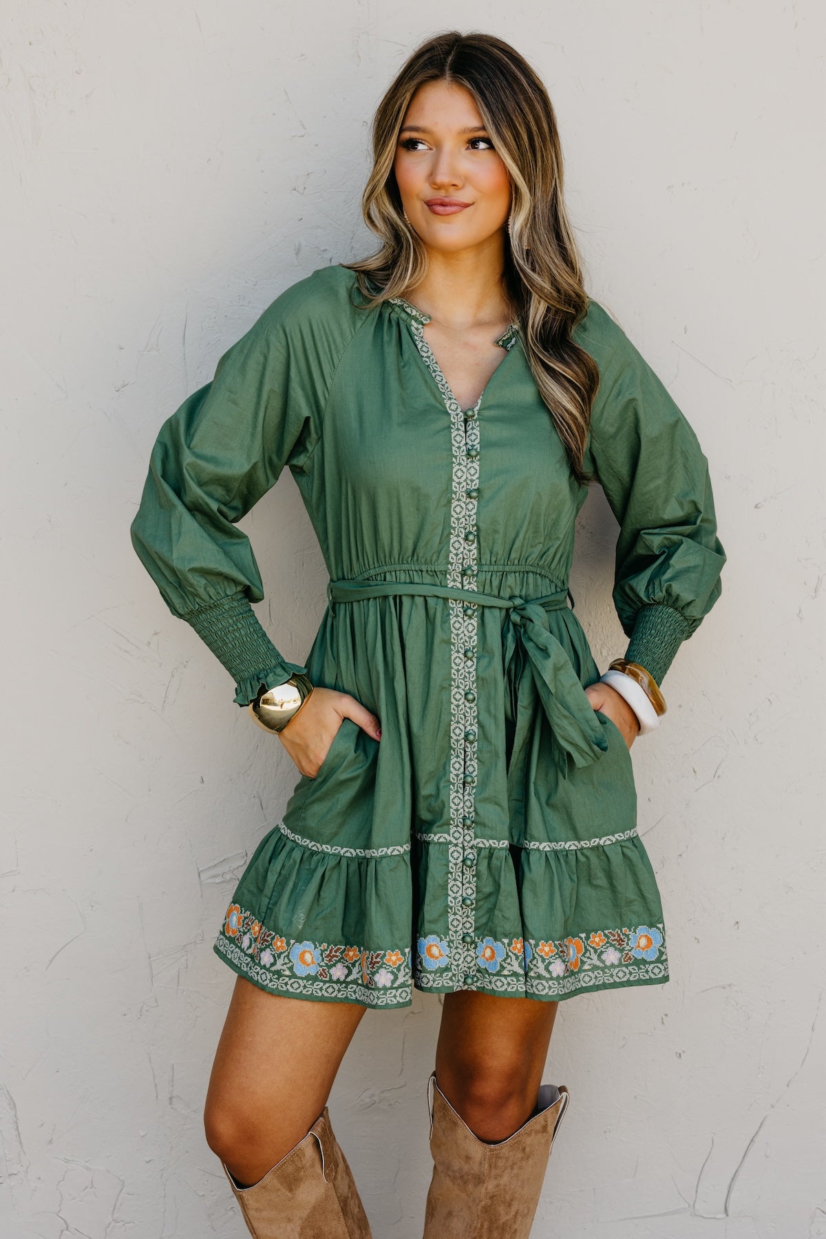 The Rema Embroidered Mini Dress