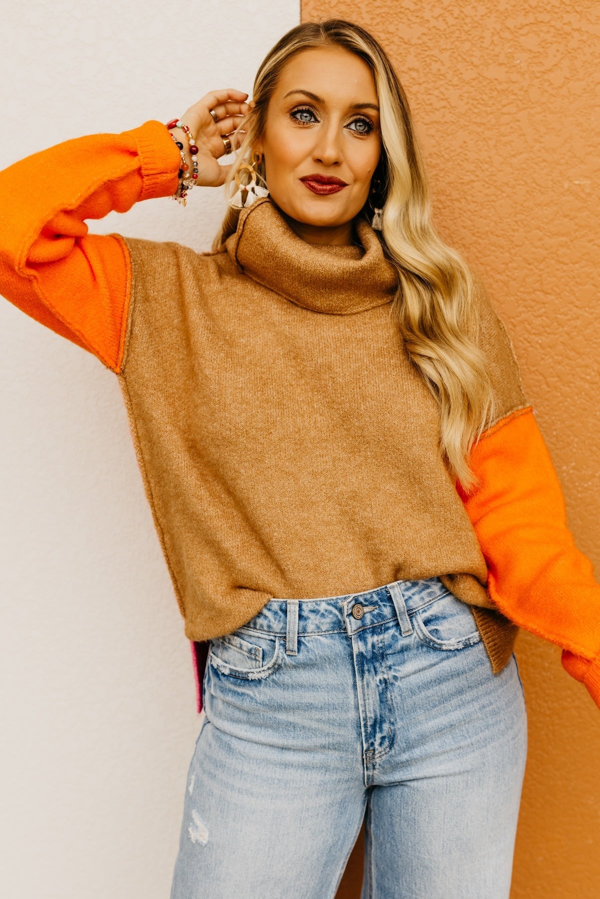 The Adilynn Color Block Cowlneck Sweater