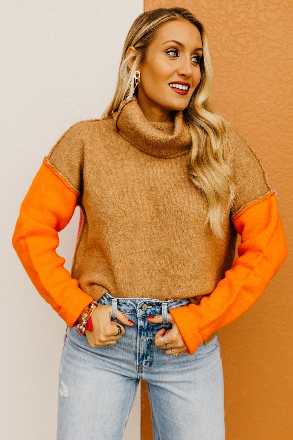 The Adilynn Color Block Cowlneck Sweater
