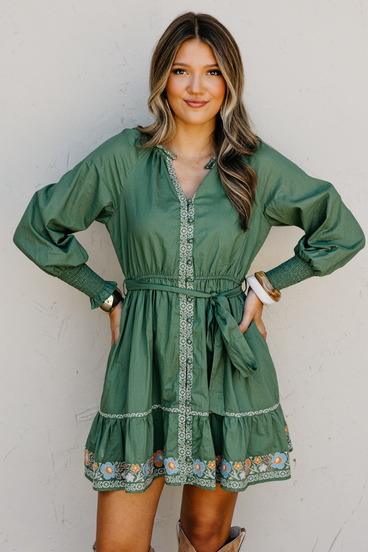 The Rema Embroidered Mini Dress