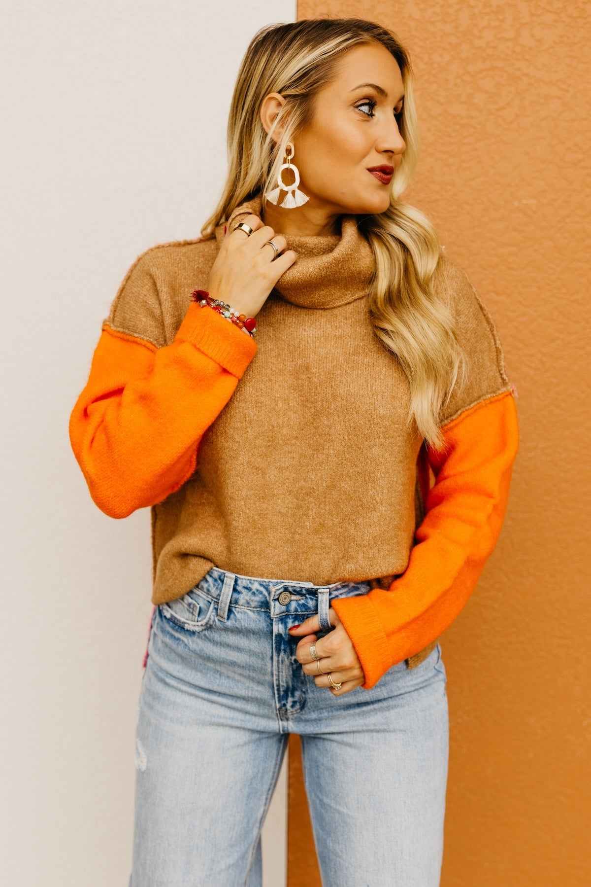 The Adilynn Color Block Cowlneck Sweater