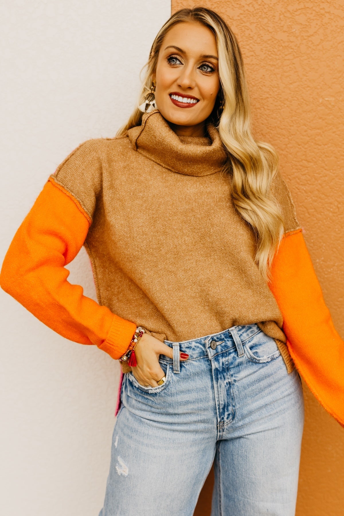 The Adilynn Color Block Cowlneck Sweater
