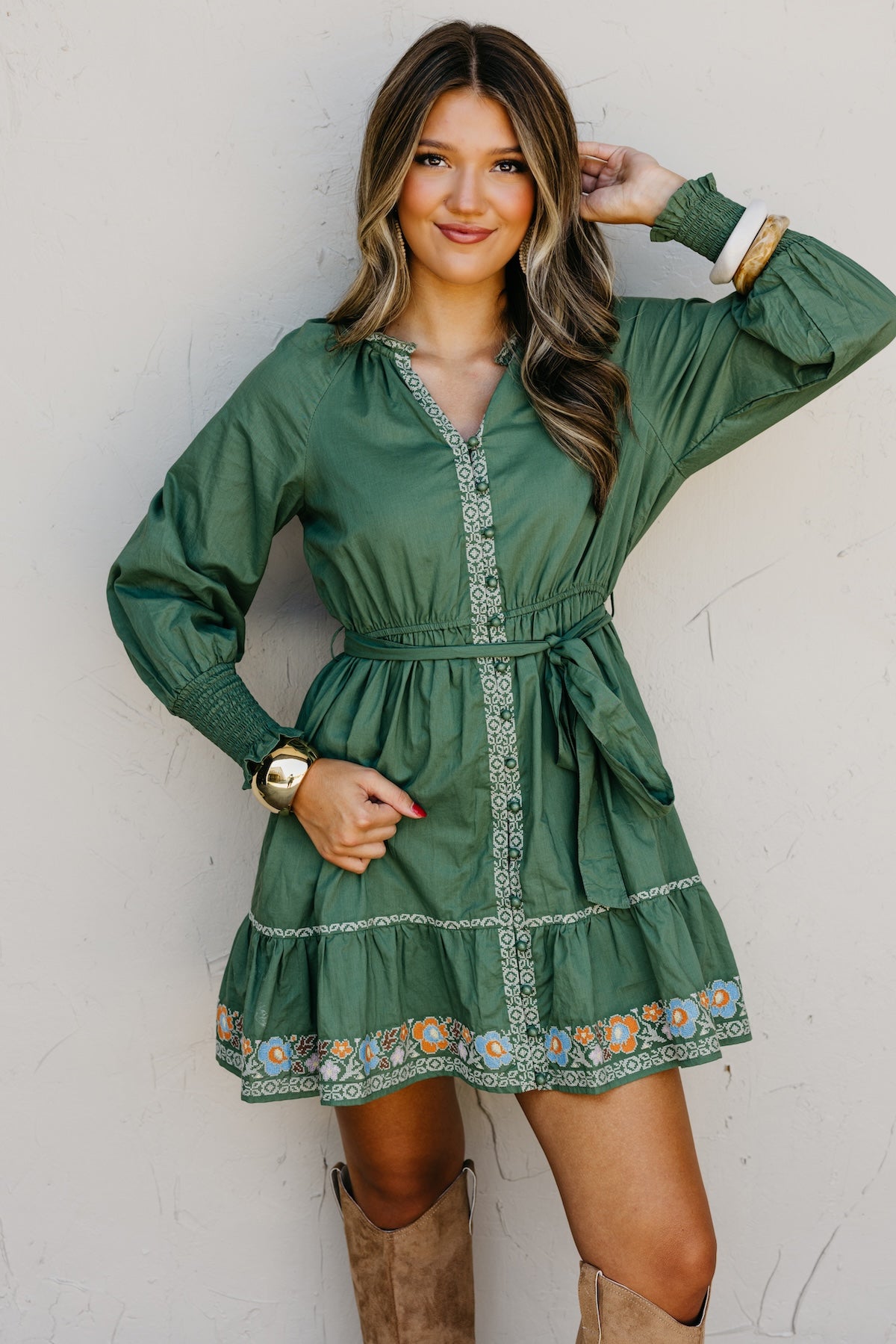 The Rema Embroidered Mini Dress