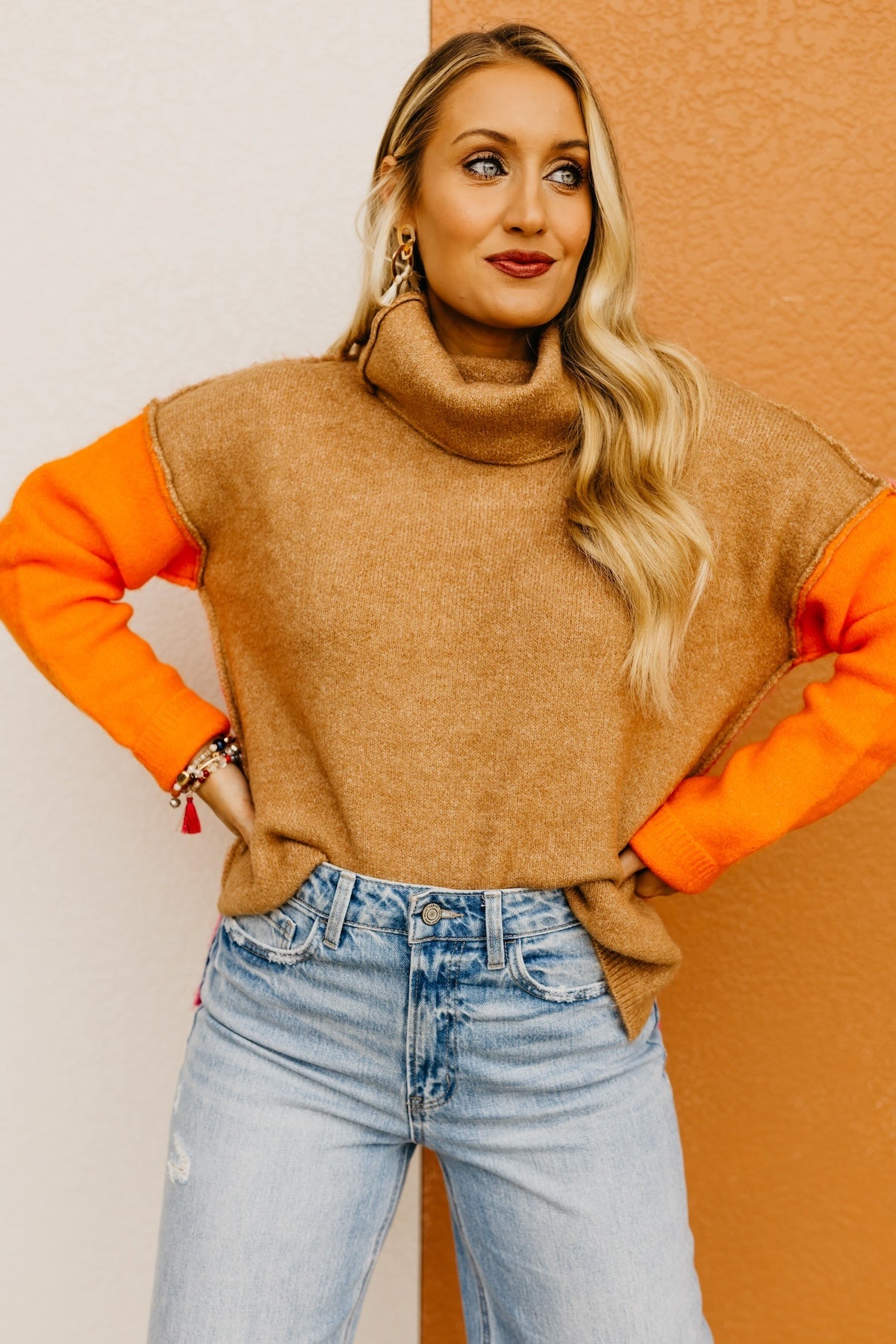 The Adilynn Color Block Cowlneck Sweater