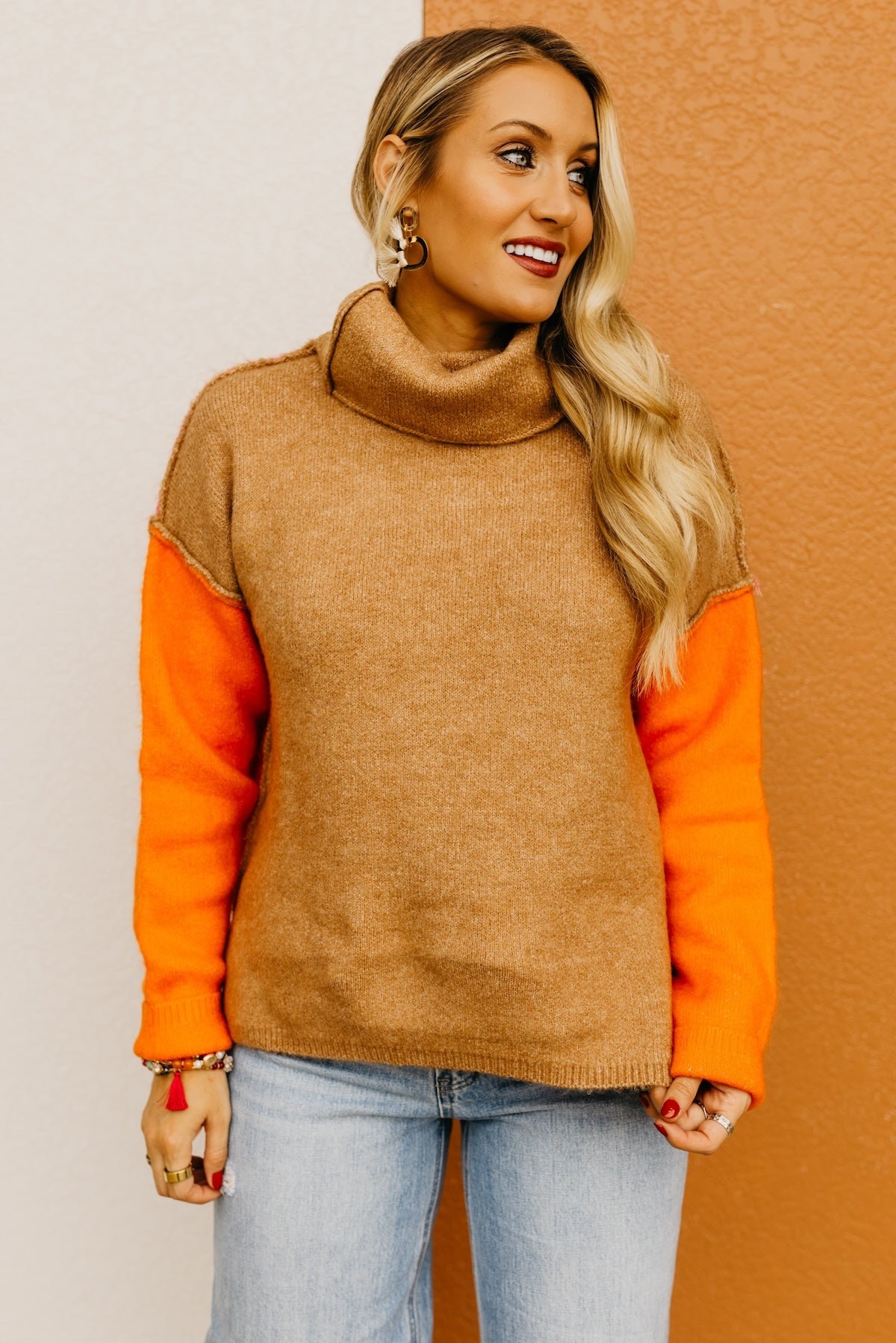 The Adilynn Color Block Cowlneck Sweater