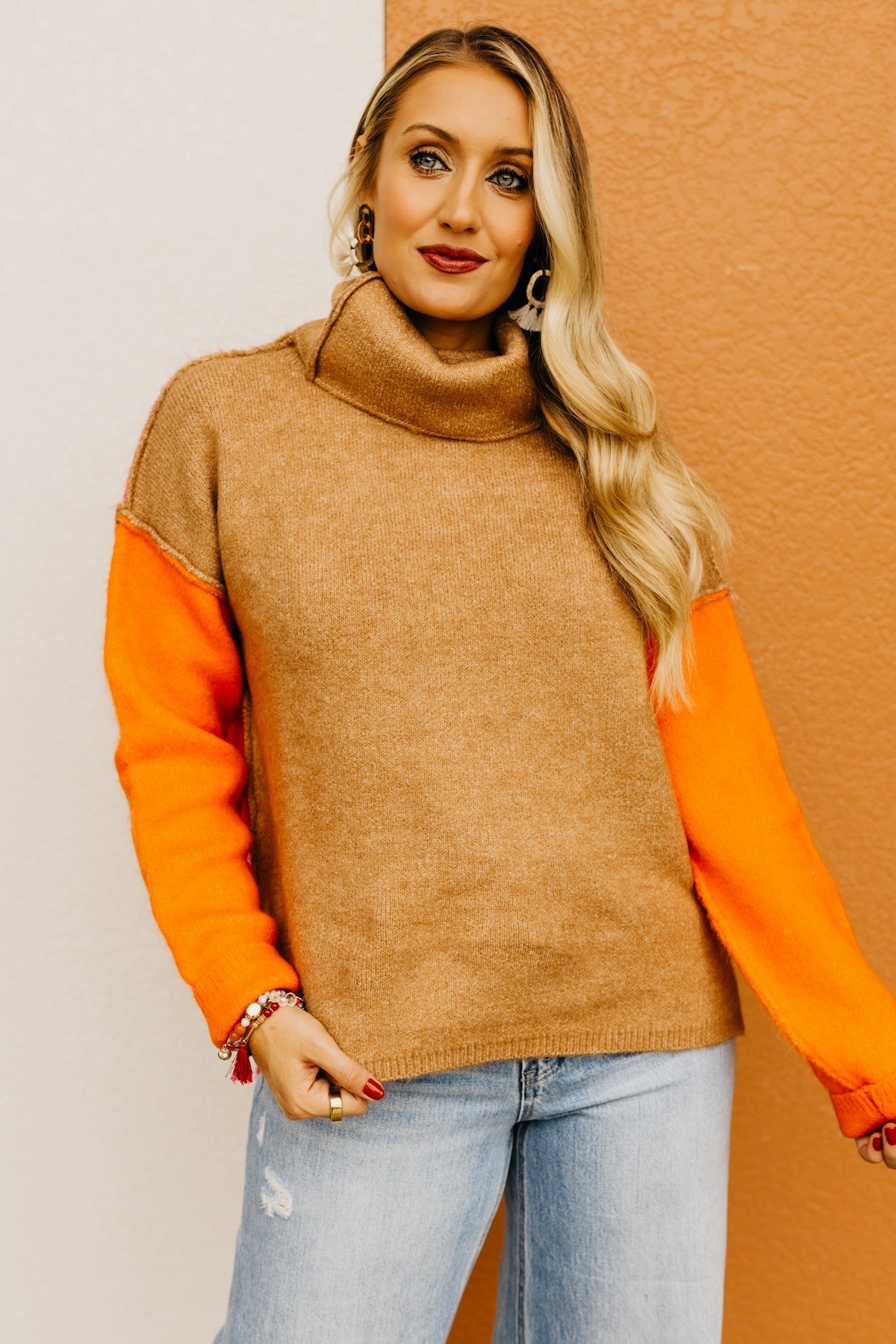 The Adilynn Color Block Cowlneck Sweater