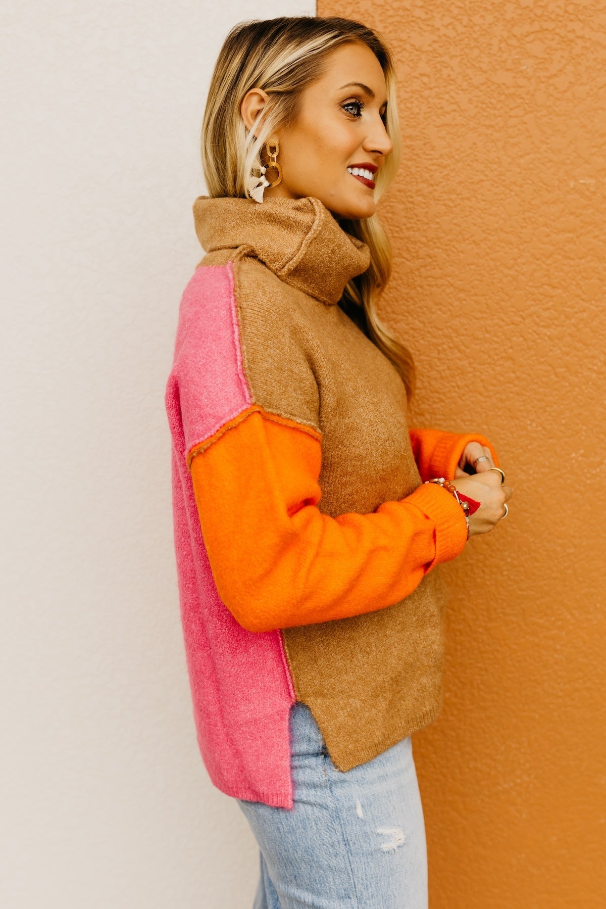 The Adilynn Color Block Cowlneck Sweater