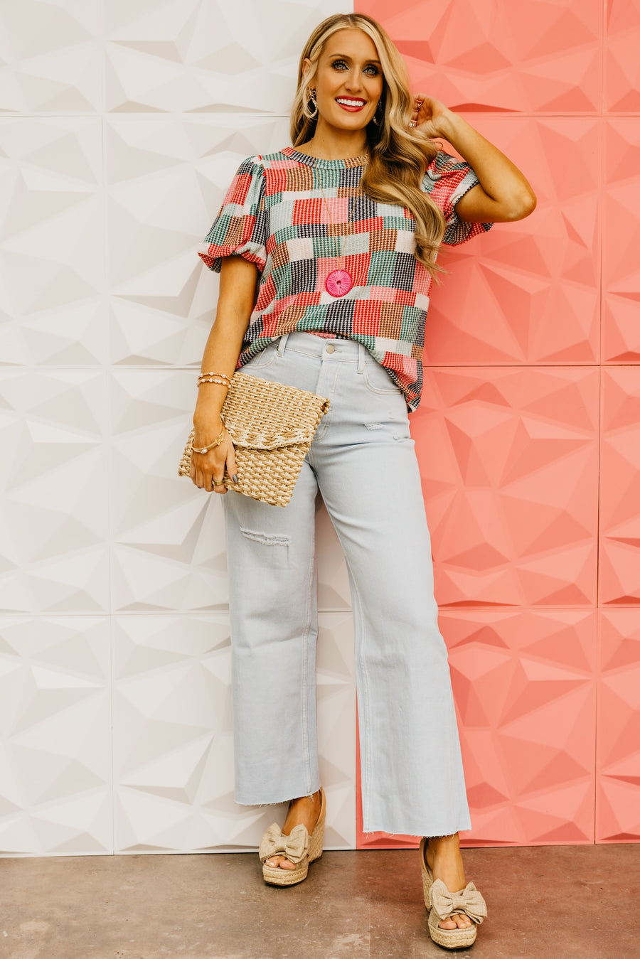 The Crosby Patch Balloon Sleeve Top