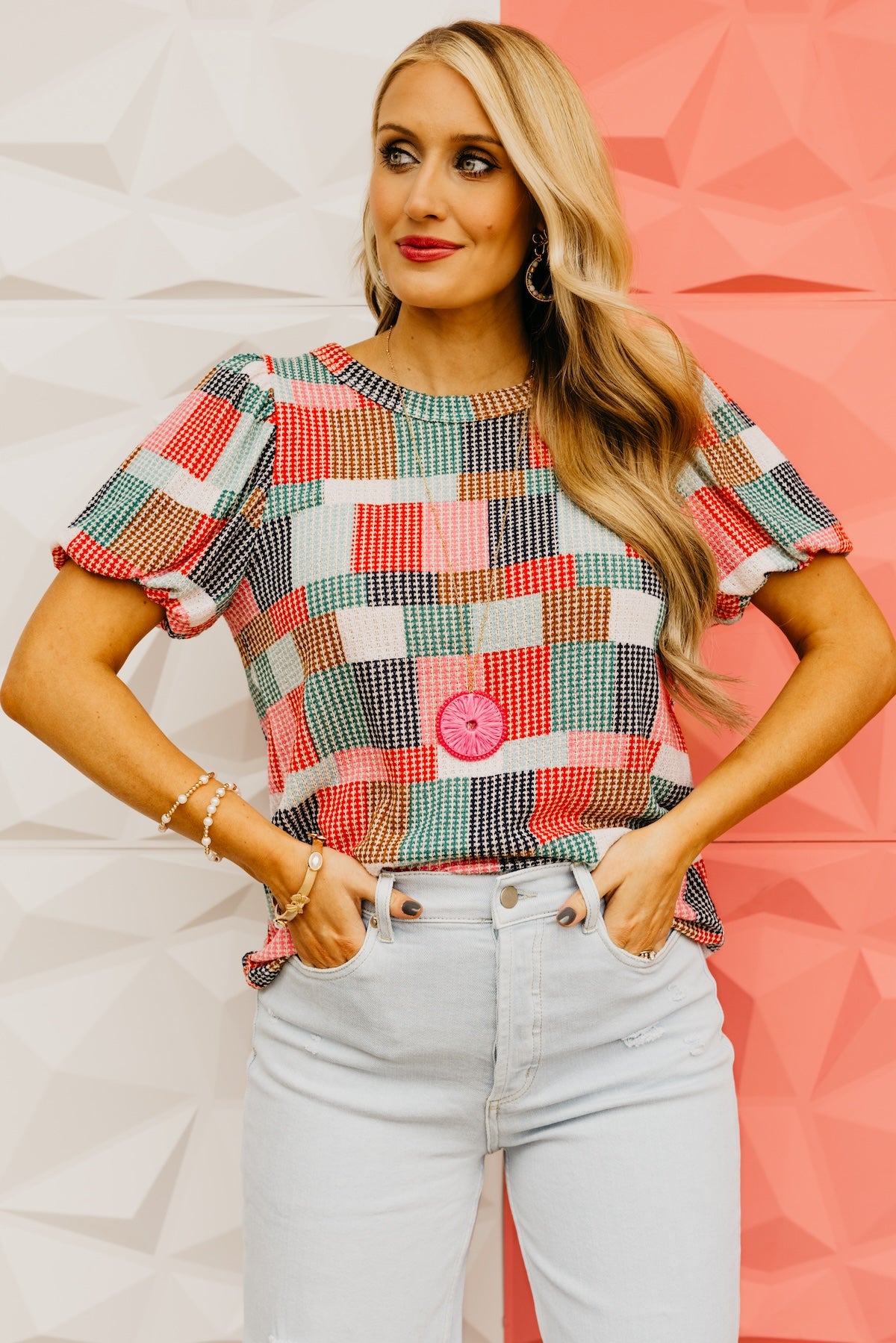 The Crosby Patch Balloon Sleeve Top